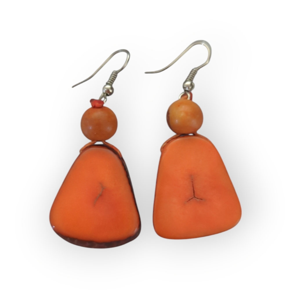 Boho Orange Drop Earrings | Chunky Tribal Statement Jewelry